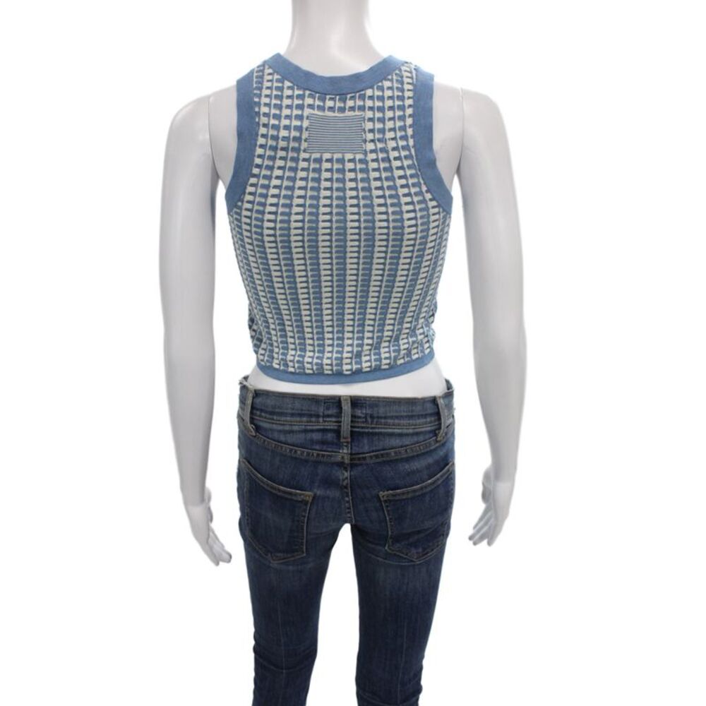 Guest in Residence Women Cropped Tank Cotton Crewneck Blue Size XS - Picture 3 of 6